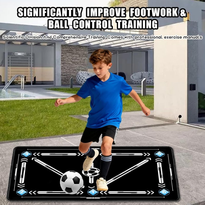 Hombees Soccer Training Equipment, Soccer Training Mat 35 X 24IN, Football Footstep Training Mat for Footwork and Ball Mastery with Storage Bag & Return Net, Idea for for Kids, Adults, Coaches - Image 2